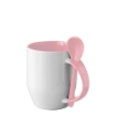Ceramic Mug With Spoon Colored Rim+Handle 12oz